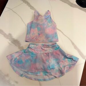 All in Motion Athletic Pastel Tie-Dye 2 piece tank/skort set.
